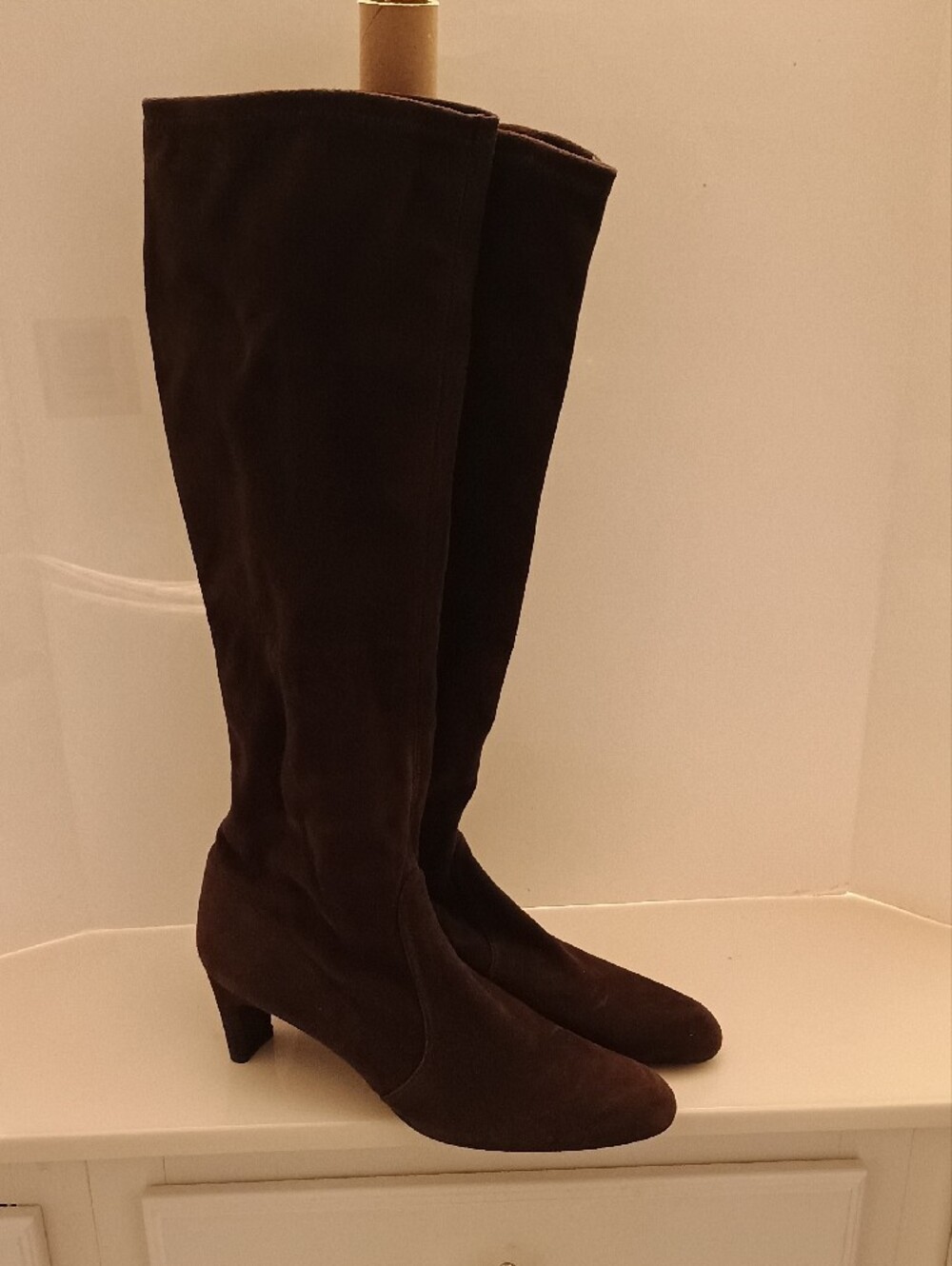 Stuart Weitzman Rich Chocolate Brown Suede Tall Boots GORGEOUS - Picture 11 of 16